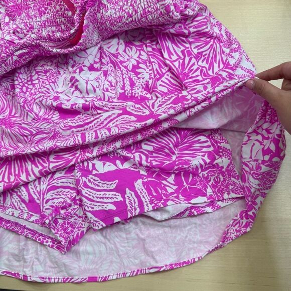 Lilly Pulitzer Rivera Dress Smocked Wild Fuchsia Medium - Picture 9 of 14